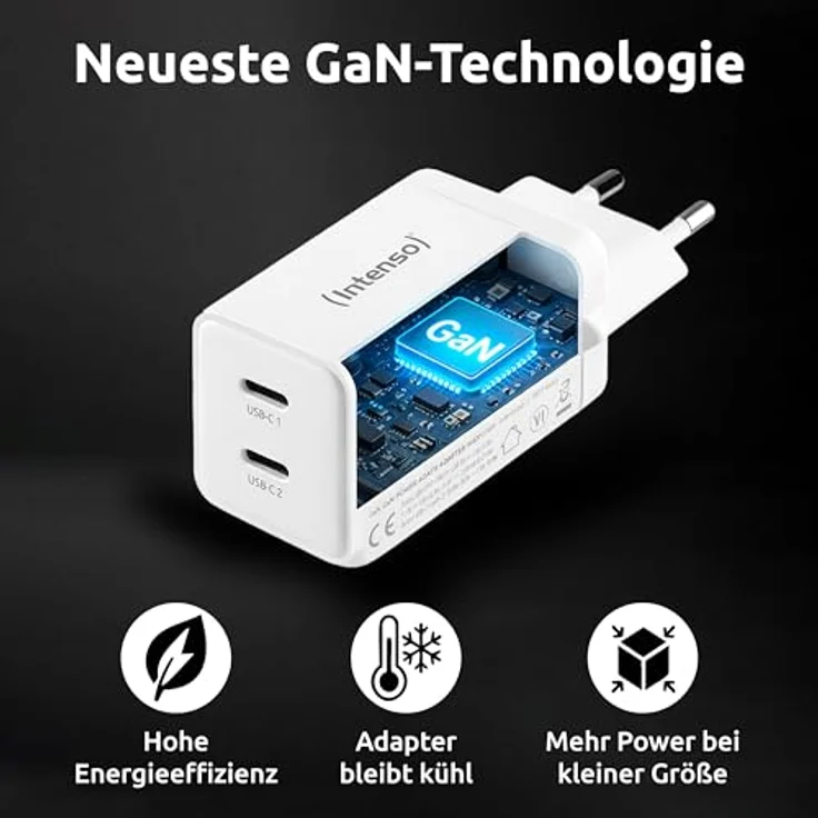 Intenso Power Adapter 40W, 2x USB-C Induktions-Ladegerät, Weiß, kompakt und mit GaN-Technologie – Bild 5