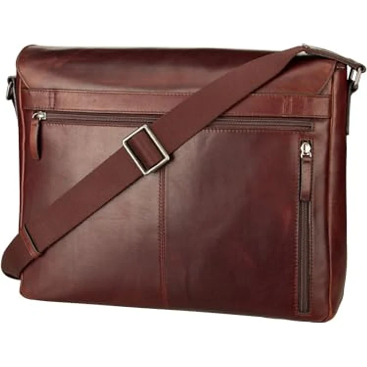 Jost Umhängetasche Lund L aus geöltem Pull-up-Leder, braun, 41 x 10 x 33 cm – Bild 2