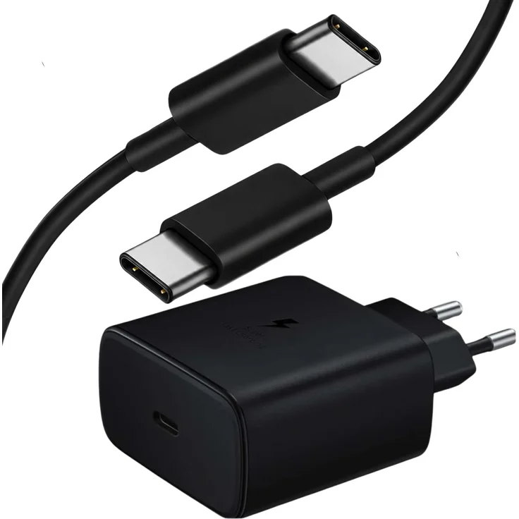 MobileKing Super Schnellladegerät 45W Netzteil Adapter USB-C mit 1m Kabel in schwarz für Samsung, Apple, Google und Xiaomi