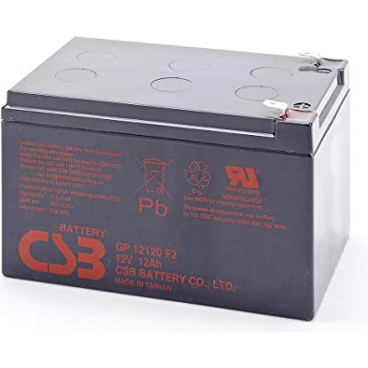 CSB Battery GP 12120F2, Bleiakku 12V 12Ah AGM für Standby-USV-Anwendungen, Flachstecker 6.35mm, (B x H x T) 151 x 100 x 98mm – Bild 2