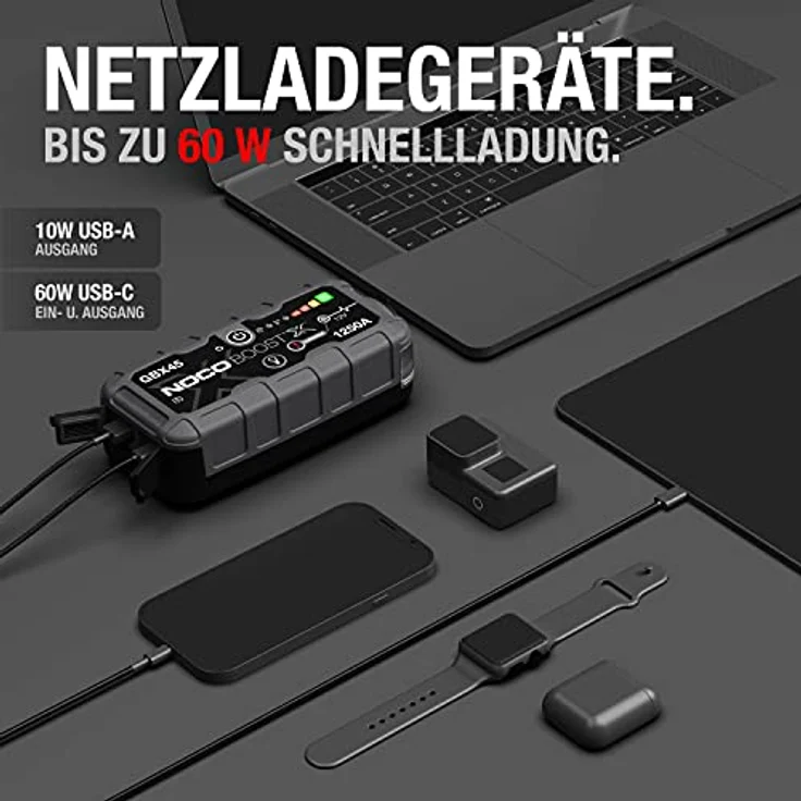 NOCO Boost X GBX45 1250A 12V UltraSafe Starthilfe Powerbank, Auto Batterie Booster, Tragbare USB Ladegerät, Starthilfekabel und Überbrückungskabel für bis zu 6,5-L Benzin und 4,0-L Dieselmotoren – Bild 5