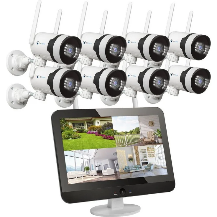 LUVISION Überwachungskamera 5MP Set, WLAN Funk, 2-Wege Audio, Sirene, Autotracking - 8-tlg. (Innen- und Außenbereich, Nachtsicht)