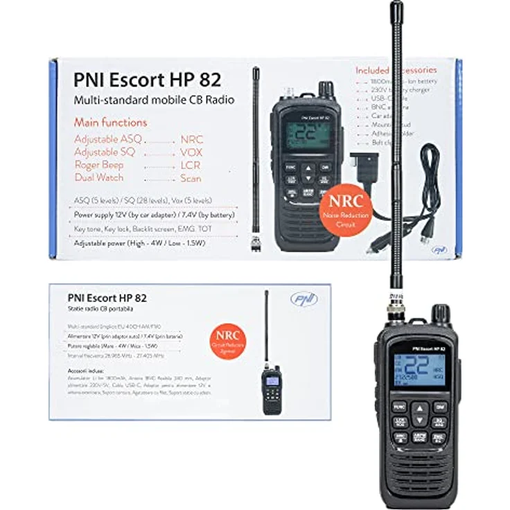 PNI Escort HP 82, tragbares CB-Handfunkgerät mit 4 W Sendeleistung, 7 Standards und 1800-mAh-Akku – Bild 1