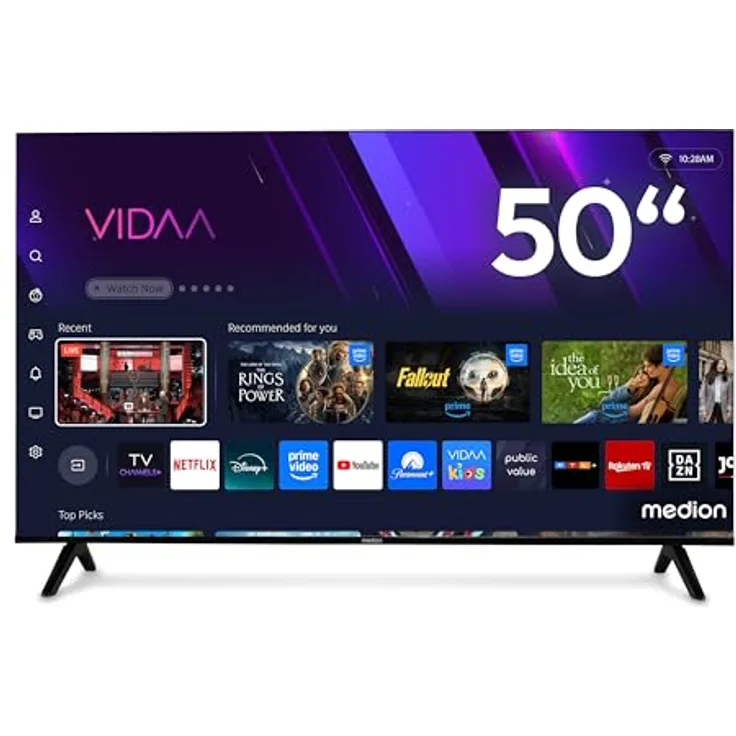 MEDION MD 850601, 125,7 cm (50 Zoll) QLED Fernseher mit 4K UHD, Dolby Vision HDR, Smart-TV und Bluetooth