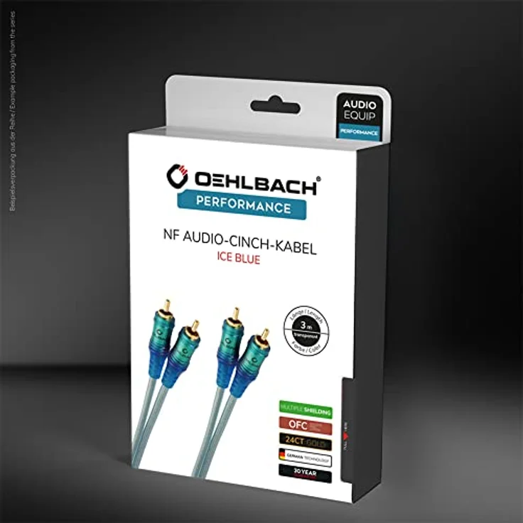 Oehlbach Ice Blue - Stereo Audio Cinch-Kabel Set - 2x Cinch/2x Cinch | 2-fach Schirmung, OFC Kupfer - blau/transparent 2m – Bild 3