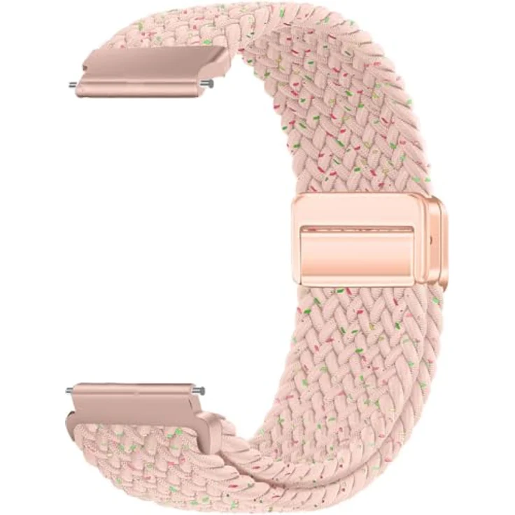 GIOPUEY Geflochtenes Nylon Armband für Huawei Watch GT 6/GT 5 41mm, elastisches unisex Ersatzarmband in Pink mit hoher Atmungsaktivität und einfachem Installationsdesign – Bild 1