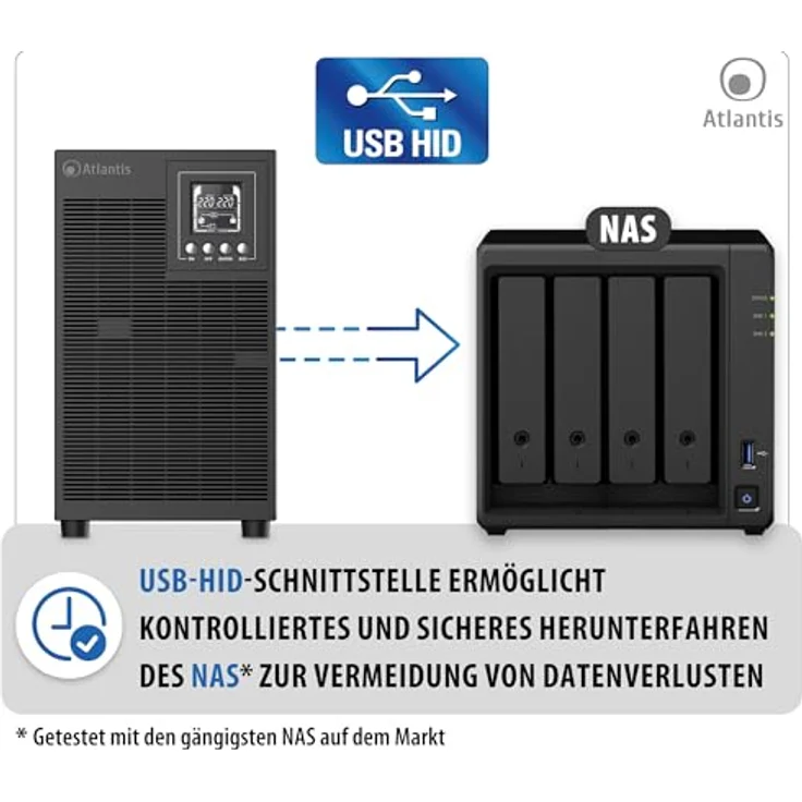 Atlantis A03-OP3002XLN, USV mit 3000 VA, 2100 W, Online-Doppelwandler, reine Sinuswelle, Tower-Ausführung, 4 IEC-Steckdosen, USB, RS232, 12 V – 9 Ah, extrem leise mit 31,3 dBA – Bild 7