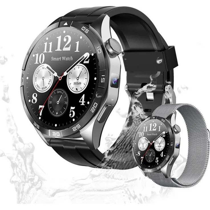 Valdus Herren's 750mAh Fitness-Tracker Smartwatch in Silber, mit AMOLED HD Touchscreen 4G LTE, austauschbarem Mesh Armband und Gesundheitssensoren
