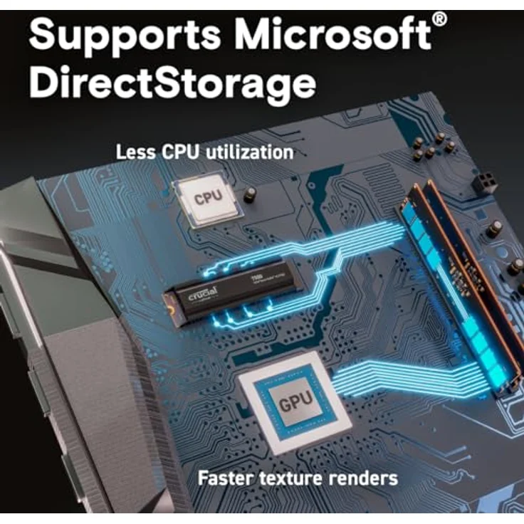 Crucial T500 1TB PCIe Gen4 NVMe M.2 Interne Gaming SSD mit Kühlkörper, bis zu 7300MB/s, (PS5) kompatibel + 1 Monat Adobe CC alle Apps - CT1000T500SSD5 – Bild 5