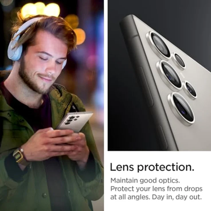 Spigen Glas.tR EZ Fit Optik Pro Kameraschutz kompatibel mit Samsung Galaxy S24 Ultra, 2 Stück, Titanium Gray, Individuelle Kameraprotektion, Anti-Kratzer, 9H Härte Folie – Bild 3