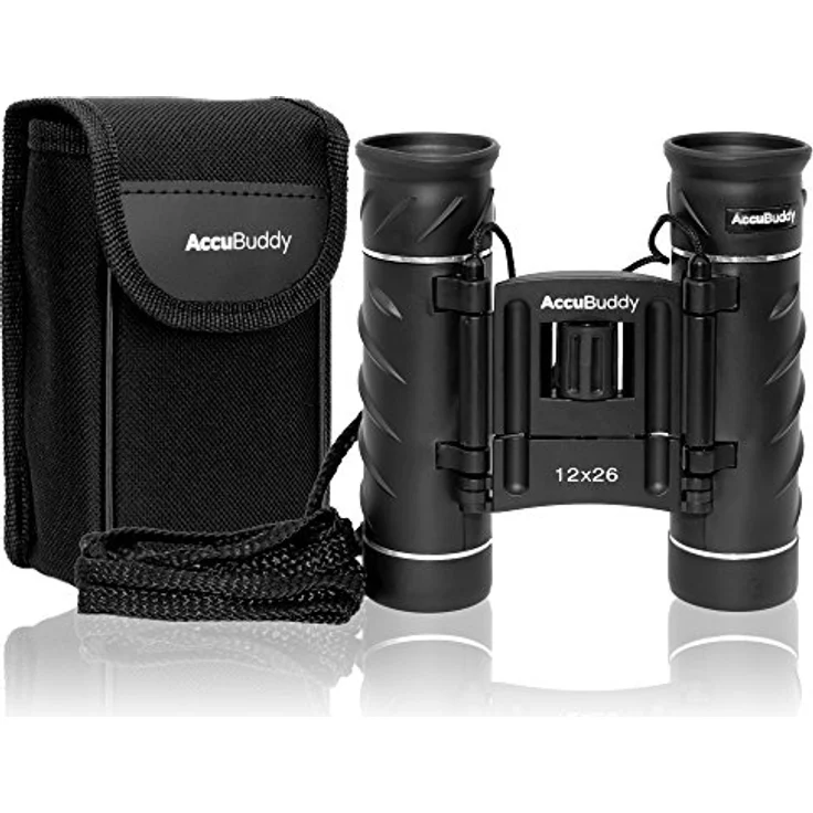 AccuBuddy Fernglas für Erwachsene & Kinder, leichtes Mini-Teleskop mit 12-facher Vergrößerung, 26-mm-Objektiven, wasserdicht, schwarz, ideal für Vogel- & Sternenbeobachtung, Wandern, für Brillenträger – Bild 1