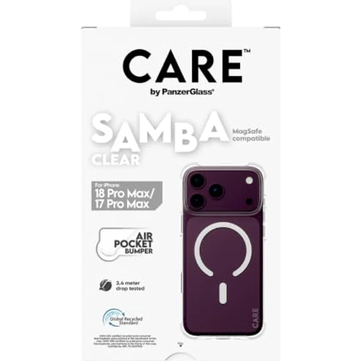 CARE by PanzerGlass Samba Case Transparent mit White MagSafe für Apple iPhone 18 Pro Max | 17 Pro Max, Stoßfest und Kratzfest – Bild 3