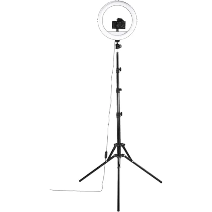 Hama SpotLight Steady 120 II, LED-Ringlicht mit Stativ (210 cm, 160 LEDs, 3 Lichtfarben, für Selfies und Videos) – Bild 10