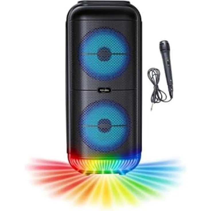 Inovalley KA22-BTH, Tragbarer Bluetooth Lautsprecher, Schwarz