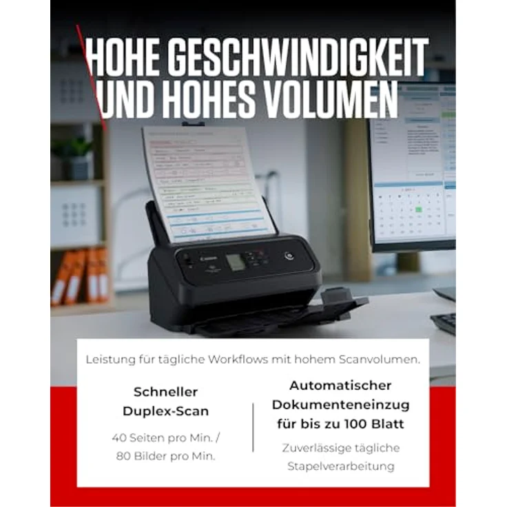 Canon DR-C340 A4 Dokumentenscanner, USB, Duplex-Scanfunktion, 40 Seiten/Min, 100-Seiten-Automatikzufuhr, CaptureOnTouch v5 Pro Software – Bild 4