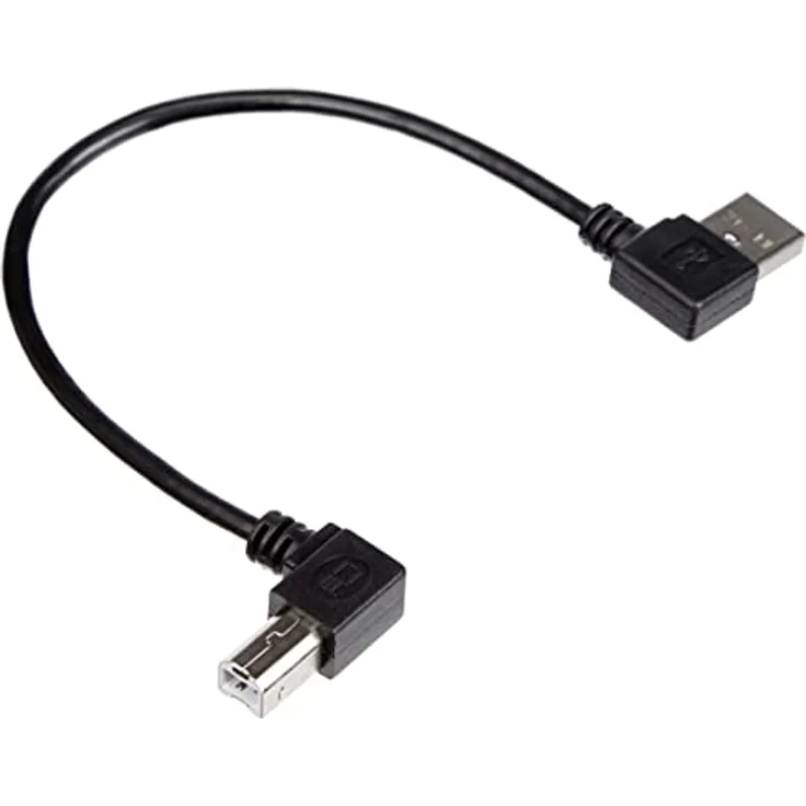 System-S USB A zu USB B Adapter Kabel 90° gewinkelt 90 Grad Winkelstecker Winkel 22 cm – Bild 2