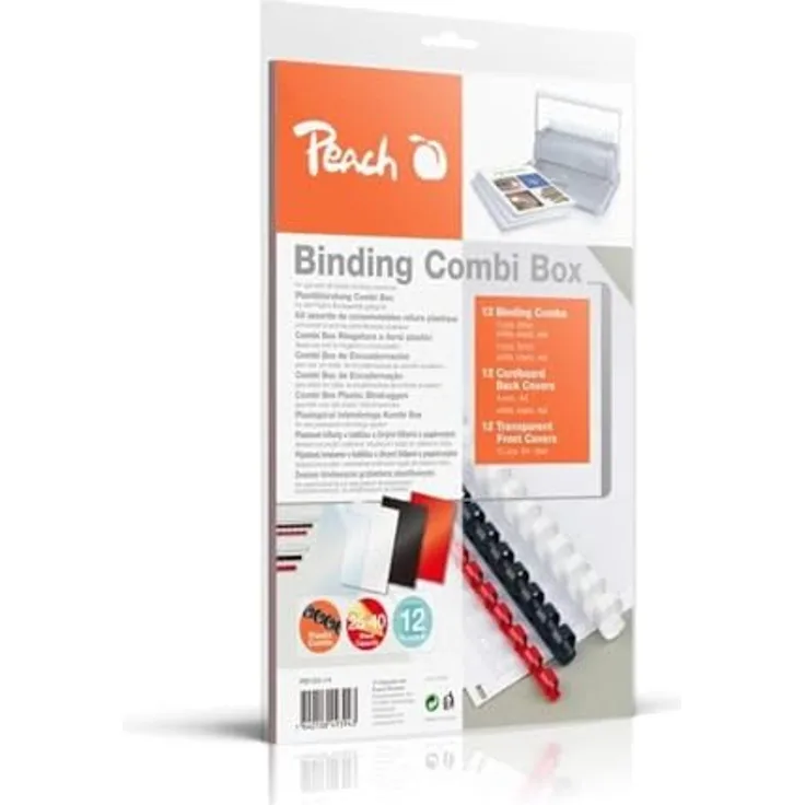 Peach PB100-14 Plastikbindeset für 12 Dokumente, DIN A4, 36-teilig, farbig assortiert