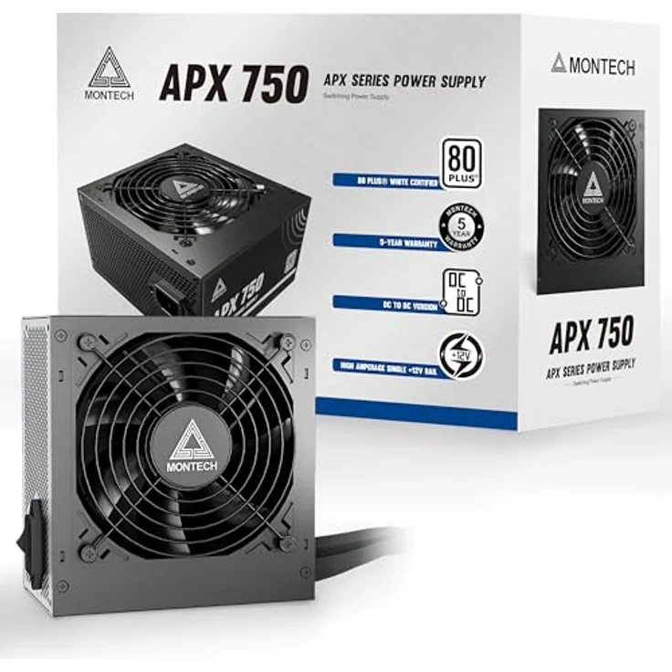 Montech APX 750 W, Nicht-modulares 80 Plus Netzteil mit DC-zu-DC-Technologie, weiß, 120 mm Lüfter, 6 Sicherheitsmechanismen – Bild 5