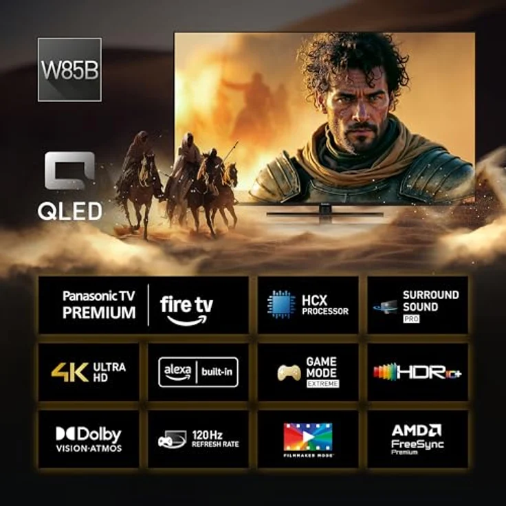 Panasonic Premium TV-55W85BEZ, 55 Zoll 4K Ultra HD QLED Smart TV mit Dolby Vision, Dolby Atmos, Fire TV, 120 Hz, Game Mode Extreme, Alexa & Apple Support, Schwarz – Bild 2
