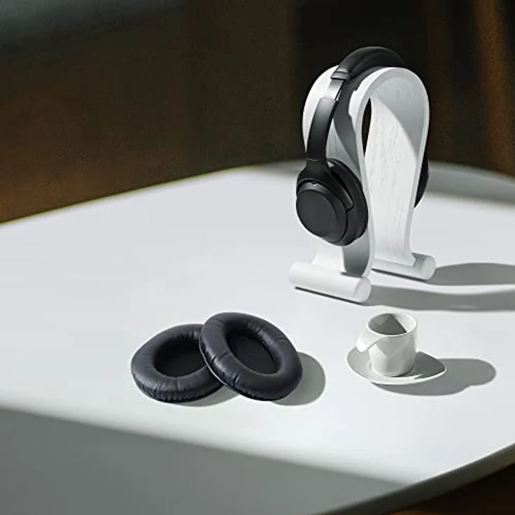 kwmobile 2X Ohrpolster kompatibel mit Kingston HyperX Cloud II/Cloud 2 / Cloud 1 - Kopfhörer Polster aus Kunstleder für Over Ear Headphones, Schwarze Lederoptik – Bild 5