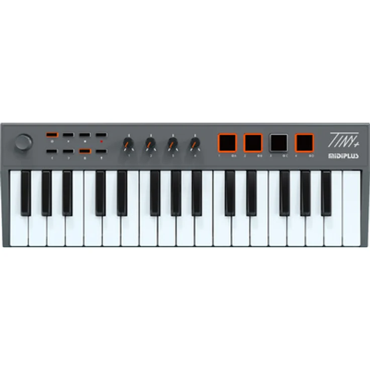Midiplus Tiny+, USB-MIDI-Keyboard mit 32 anschlagdynamischen Minitasten und RGB-beleuchteten Pads
