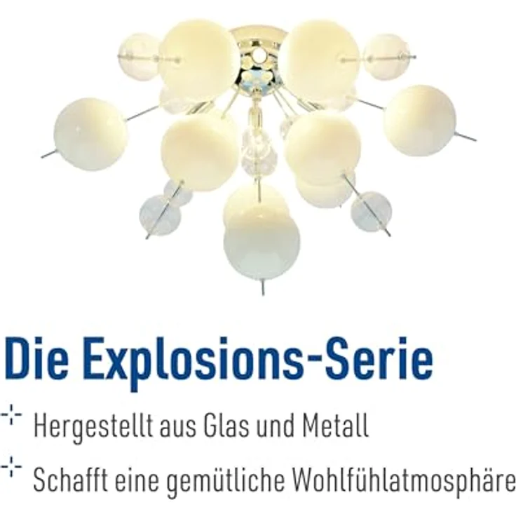 Näve Leuchten - Deckenleuchte Explosion aus Metall und Glas für G9 Leuchtmittel (max. 28 W) - Weiß, 57 cm – Bild 2