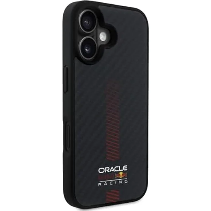 Red Bull Hülle Racing Carbon Powerbar MagSafe für Apple iPhone 16, Smartphone Hülle in Schwarz mit hochwertigem Schutz und ikonischem Rennteam-Design – Bild 4