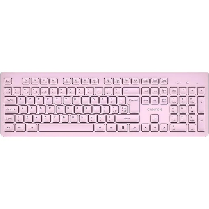 CANYON HKB-W01, Kabellose Tastatur für Mac OS und Windows, Slim-Design, rosa