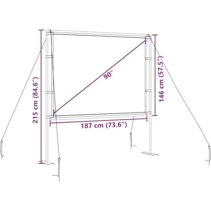vidaXL Beamer Leinwand mit Ständer, 90 Zoll 4:3, tragbare Projektionswand in Mattweiss, stabile Eisenständer, 100% Polyester – Bild 4