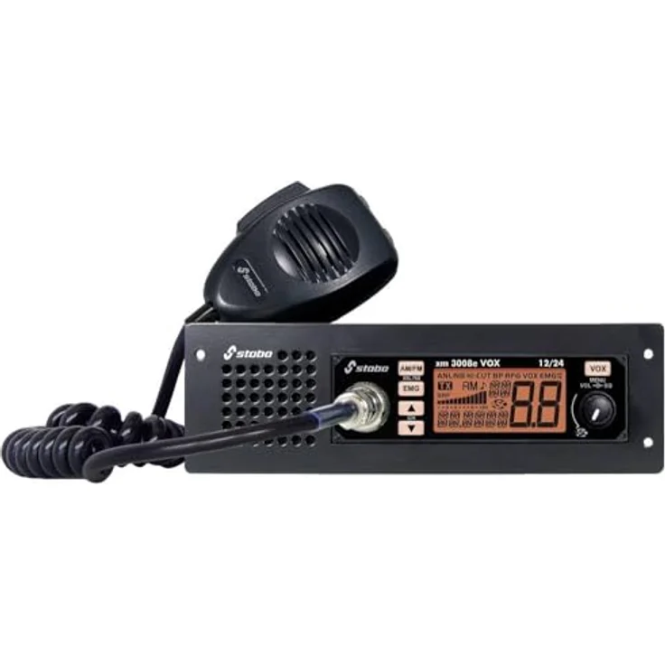 Stabo XM 3008E-R VOX 12/24, CB-Funkgerät mit VOX-Freisprechfunktion, Rauschunterdrückung und XL-Multifunktions-LCD, Schwarz – Bild 2