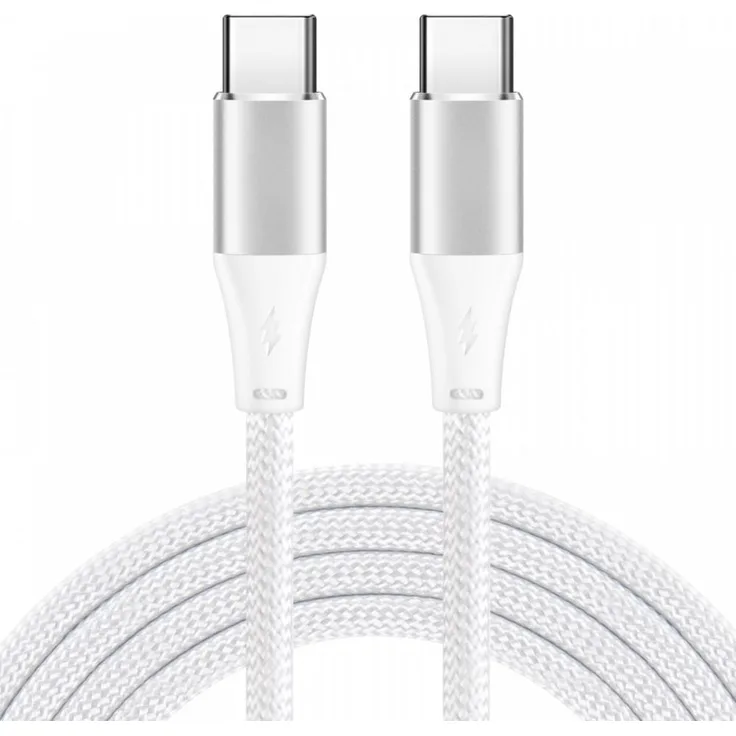 iBox IKUTC1W Typ C Kabel 1M, geflochtenes USB 2.0 Kabel, weiß, schnelle Strom- und Datenübertragung bis 60W