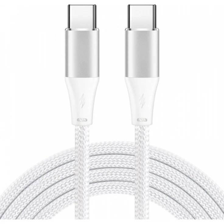 iBox IKUTC1W Typ C Kabel 1M, geflochtenes USB 2.0 Kabel, weiß, schnelle Strom- und Datenübertragung bis 60W