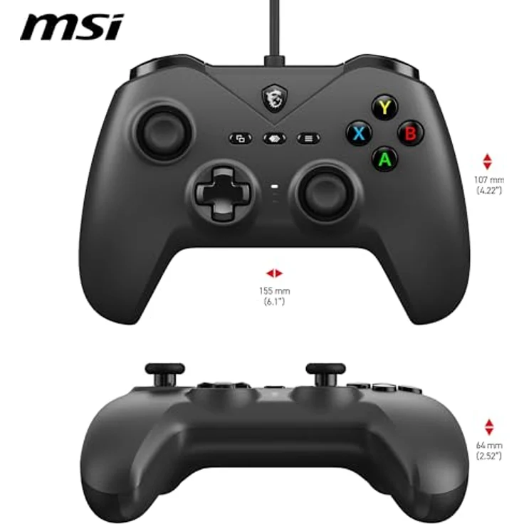 MSI FORCE GC200, Gaming Controller für Android und PC mit Hall-Effekt-Trigger, analogen Sticks und vibrationsfeedback, Schwarz – Bild 7