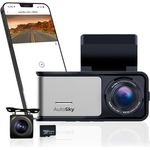 AutoSky 4K Dual Dashcam mit GPS & WLAN – Frontkamera 4K Ultra HD, Rückkamera 1080P, 140° Weitwinkel, G-Sensor, Loop- & Zeitraffer-Aufnahme, Nachtsicht, Bewegungserkennung, schwarz