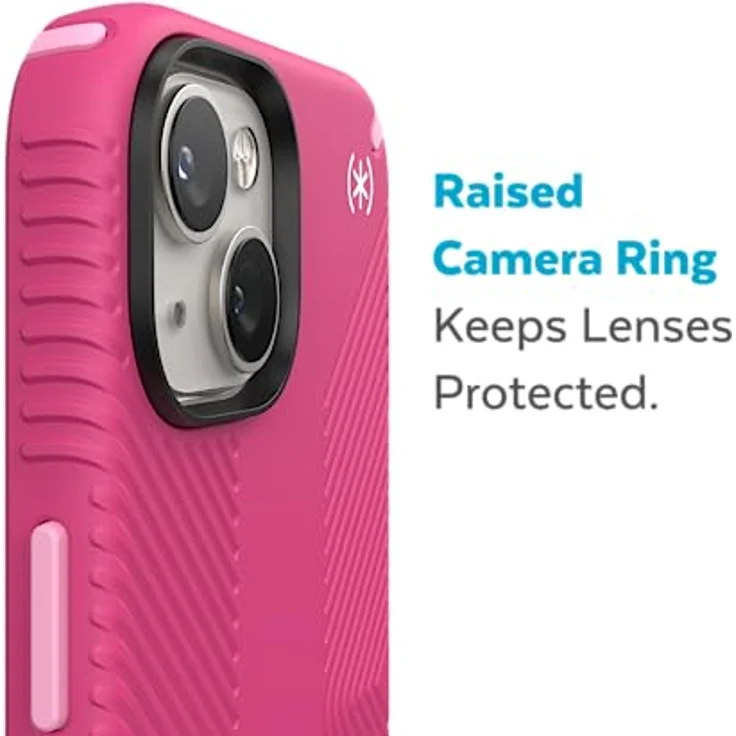 Speck Presidio Grip Schutzhülle für Apple iPhone 14 Plus Digital rosa - Premium-Hülle mit Magsafe-Zubehör, 3,5 m Fallschutz, weiche Haptik – Bild 5