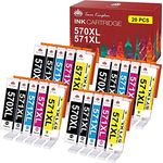 Toner Kingdom 20 Pack 570XL 571XL Tintenpatrone Kompatibel mit Canon PGI-570 CLI-571 XL für PIXMA TS5050 MG5750 MG5751 TS5055 MG5752 MG6850 MG5753 MG6851 MG6852 TS5051 TS6051 TS6050 TS6052
