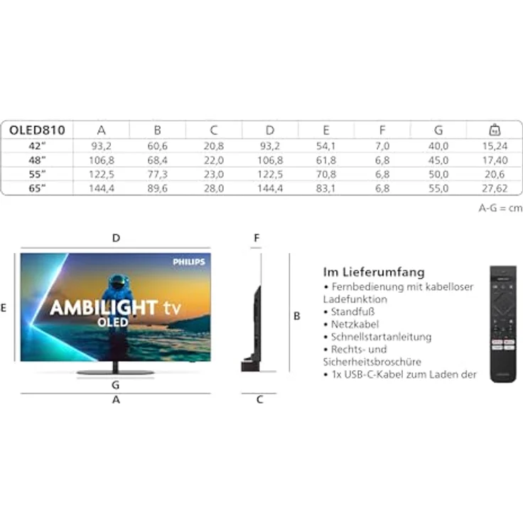 Philips Ambilight 55OLED810, 55 Zoll 4K OLED Smart TV mit P5 AI Perfect Picture Engine, Titan OS, Dolby Vision und Dolby Atmos, Alexa- und Google Assistant-kompatibel – Bild 3