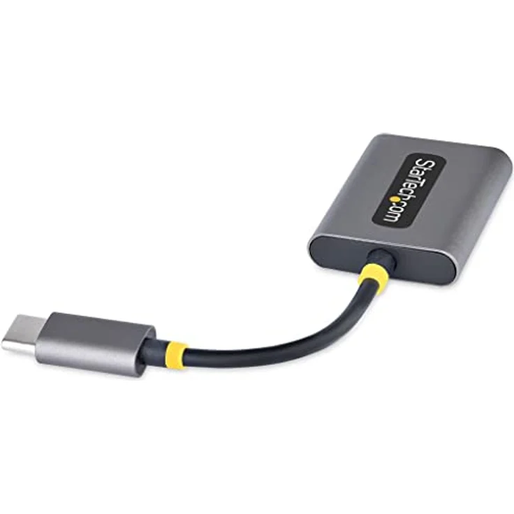StarTech.com USB-C Audio Splitter, Dual Kopfhörer Adapter mit Mikrofoneingang, 24-bit DAC, Grau, 2 x 3.5mm Anschluss – Bild 2