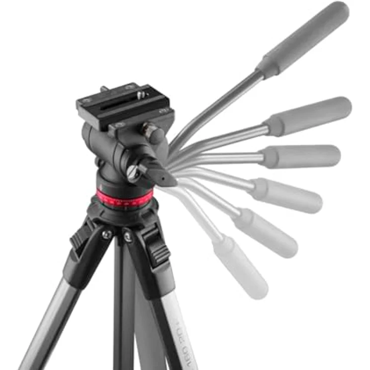 Hama Dreibeinstativ PRO Move 160 2D+, Videostativ für Kamera und Handy, 160cm, leichtes Stativ mit 2D-Fluidneiger, schwarz – Bild 3