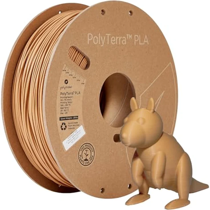 Polymaker PolyTerra PLA Wood Brown, 3D-Druckfilament, 1.75mm, 1kg, nachhaltig und benutzerfreundlich – Bild 1
