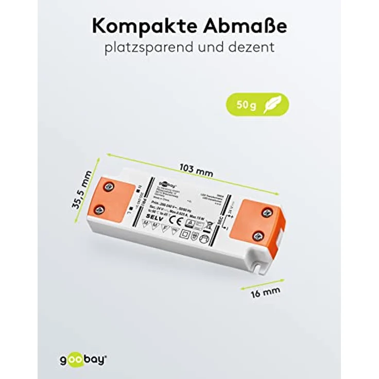 Goobay LED Trafo 24V (DC) für 0,5 bis 15 Watt LED-Lampen, 1 Stück, 30633 – Bild 7