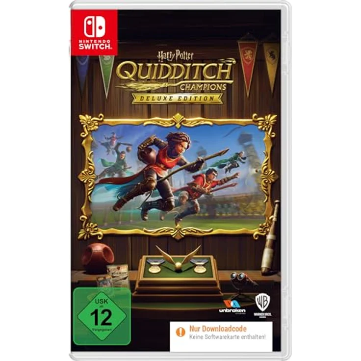 Warner Bros. Entertainment Harry Potter: Quidditch Champions Deluxe Edition (Switch) (Code in a Box), inkl. Reiseschuluniformen + Hauswappen-Emblemen, 2000 Gold DLCs – Bild 1