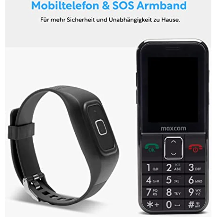 HelpLine by Eiflaender & Soehne MaxCom MM735BB: Seniorenhandy mit wasserdichtem Notrufarmband, GPS Ortung und Helpline Firmware, schwarz – Bild 3