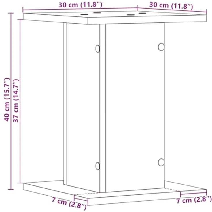 vidaXL Lautsprecherständer 2er Set, Schwarz Eichen-Optik, 30 x 30 x 40 cm, modernes Wohnzimmermöbel, vibrationsreduzierend, ideal für Heimkinos – Bild 3