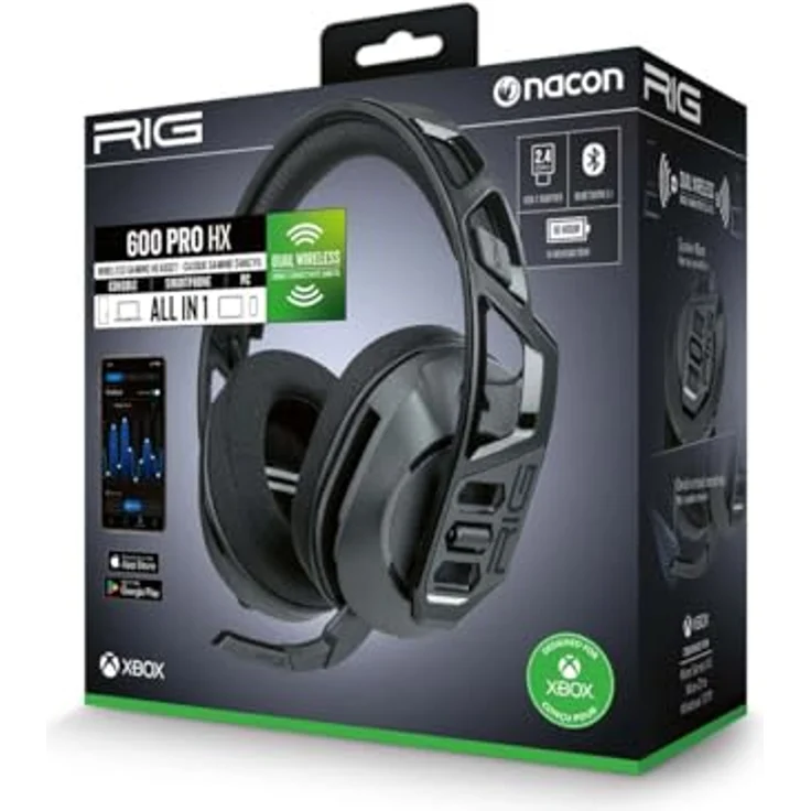 Nacon Gaming RIG 600 PRO HX, kabelloses Gaming-Headset mit Dual-Mode-Wireless und niedriger Latenz, Schwarz – Bild 1