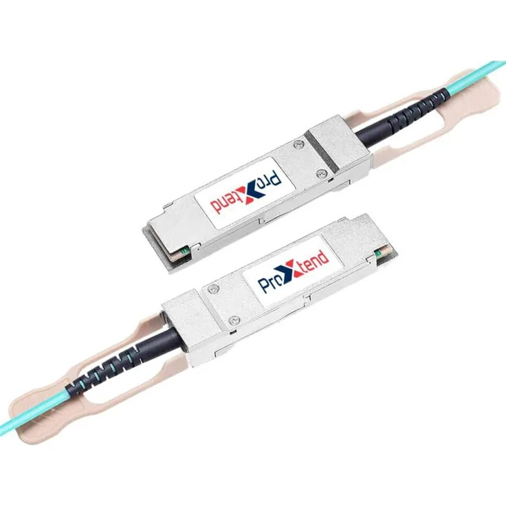 ProXtend PX-QSFP+BOA-00001-CI1, 40Gb/s QSFP+ zu 4xSFP+ aktives optisches Netzwerkkabel, Aqua, 1 m, transparent