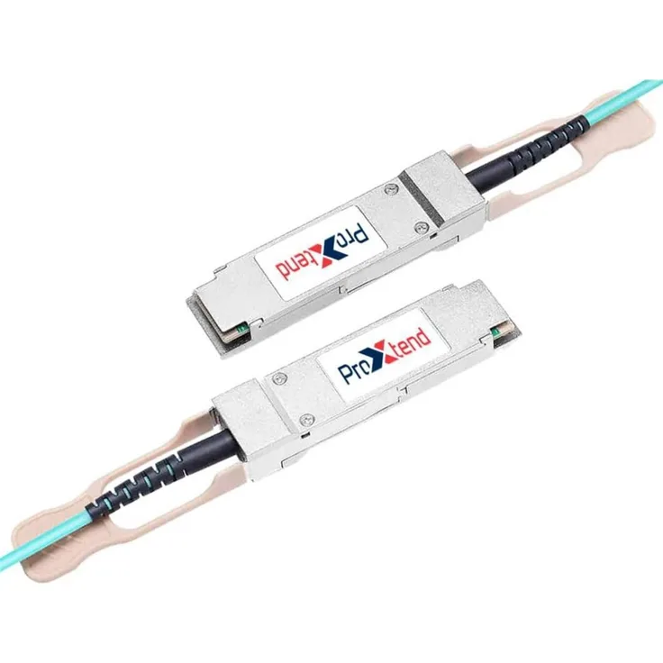 ProXtend PX-QSFP+BOA-00001-CI1, 40Gb/s QSFP+ zu 4xSFP+ aktives optisches Netzwerkkabel, Aqua, 1 m, transparent