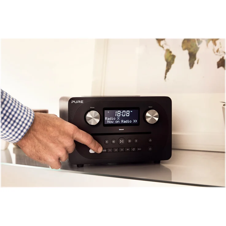 Pure Evoke C-D4 All-in-One-Musikanlage (CD, DAB-DAB+, Digitalradio, UKW-Radio, Internetradio, Bluetooth, Weckfunktionen und Sleep-Timer, 20 Senderspeicherplätze, AUX), Siena Schwarz – Bild 2