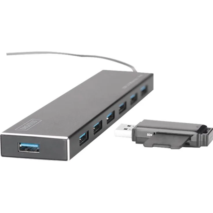 DIGITUS USB-Hub - 7 Ports - Super-Speed USB 3.0 - 5 GBit-s - Plug&Play - Aluminium-Gehäuse - Schwarz – Bild 7