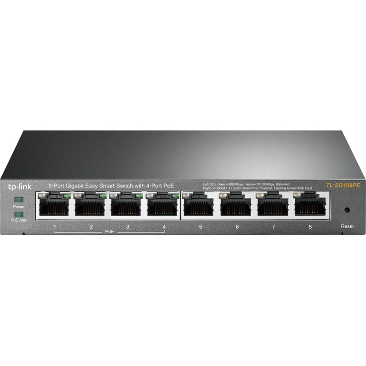 TP-Link TL-SG108PE 8-Port Gigabit-Netzwerk Easy-Smart-Switch (4 PoE-Ports, bis 2000 MBit-s, 16Gbit-s Switching-Kapazität, geschirmte RJ-45 Ports, Weboberfläche, VLAN, IGMP-Snooping, lüfterlos) – Bild 4